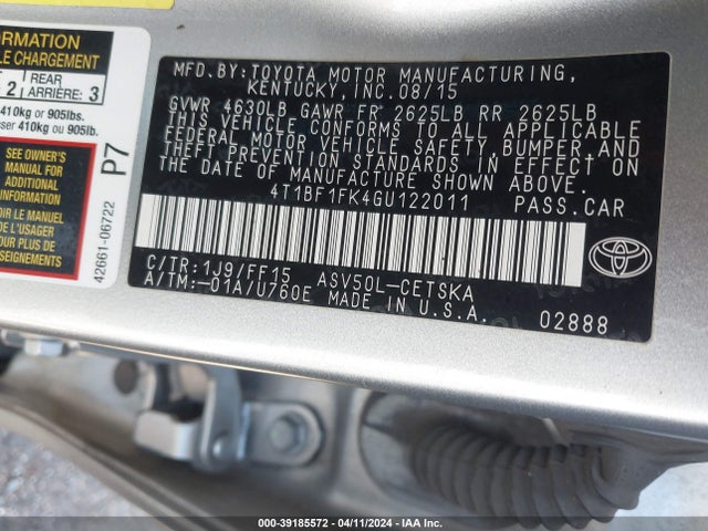 Toyota CAMRY SE 2016 4T1BF1FK4GU122011 Image 9