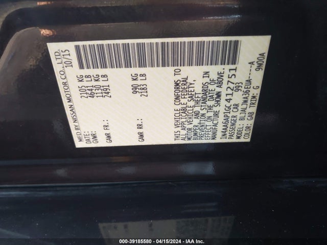 Nissan Maxima 3.5 Sv 2016 1N4AA6AP1GC412751 Image 9