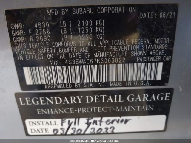 4S3BWAC67N3003822 Subaru Legacy Premium