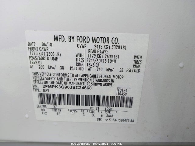 2FMPK3G90JBC24668 Ford EDGE SE