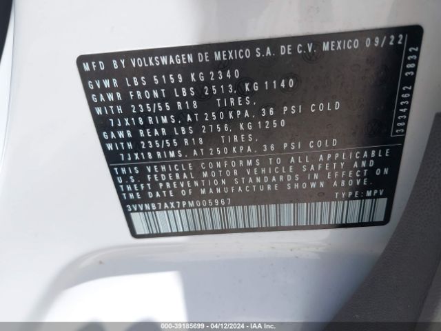 3VVNB7AX7PM005967 Volkswagen Tiguan 2.0t Se