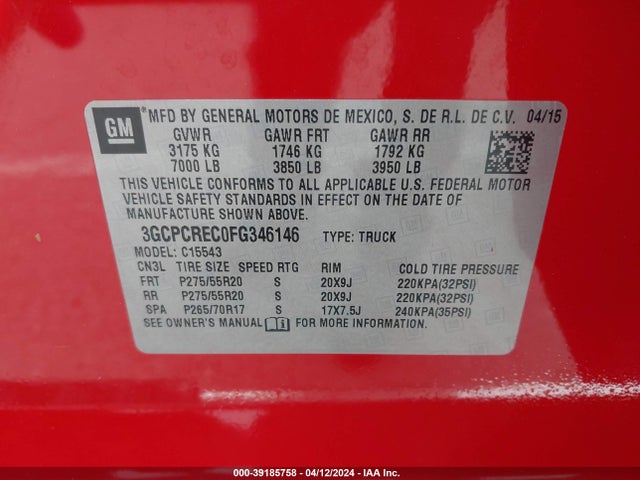 Chevrolet Silverado 1500 1lt 2015 3GCPCREC0FG346146 Image 9