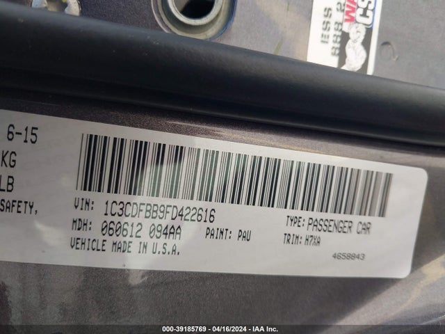 Dodge DART SXT 2015 1C3CDFBB9FD422616 Image 9
