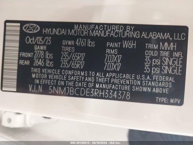 Hyundai TUCSON SEL 2024 5NMJBCDE3RH334378 Image 9