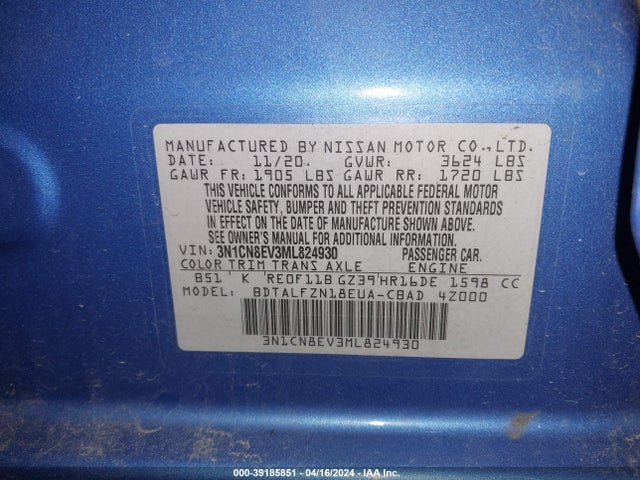 Nissan Versa Sv Xtronic Cvt 2021 3N1CN8EV3ML824930 Image 9