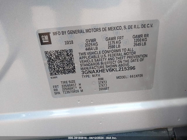 Chevrolet EQUINOX LS 2019 3GNAXHEV6KL215396 Image 9