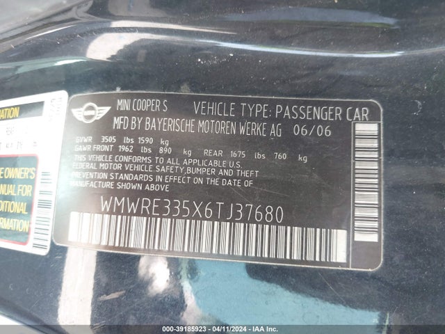 2006 MINI COOPER S WMWRE335X6TJ37680 Photo 8