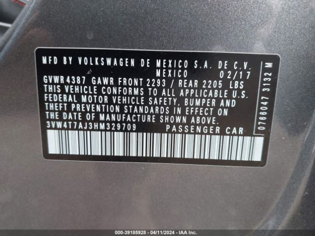 3VW4T7AJ3HM329709 Volkswagen JETTA GLI