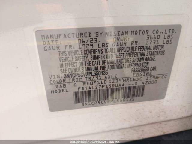 3N1CP5CV2PL550135 Nissan Kicks Sv Xtronic Cvt