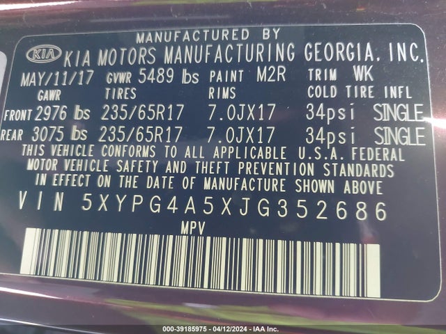 KIA Sorento 3.3l Lx 2018 5XYPG4A5XJG352686 Image 9