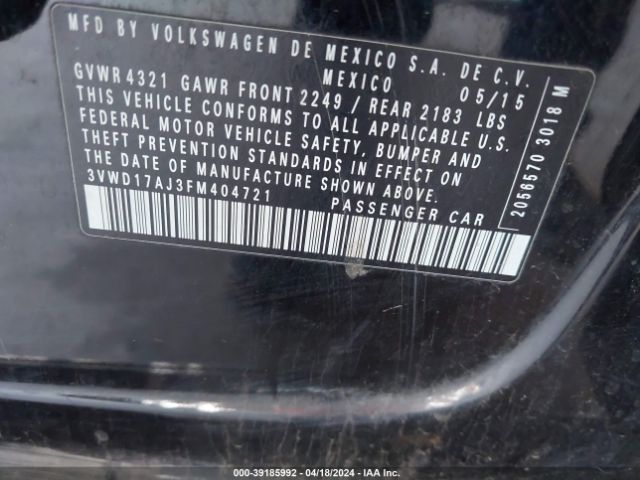 3VWD17AJ3FM404721 Volkswagen Jetta 1.8t Sport