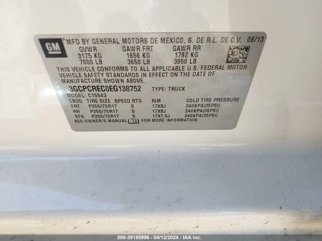 Chevrolet Silverado 1500 1lt 2014 3GCPCREC0EG138752 Image 9