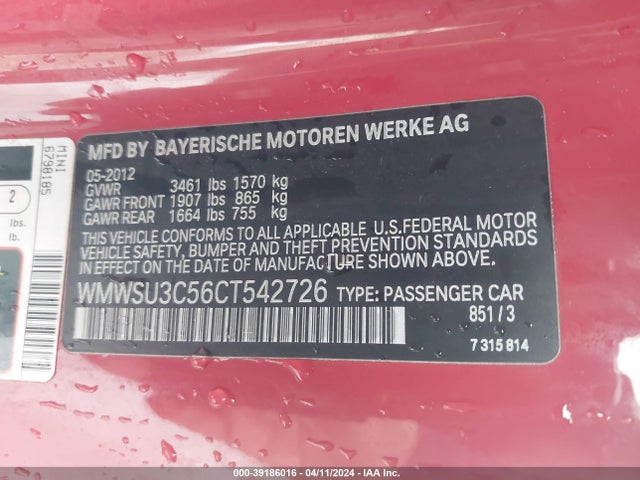 2012 MINI COOPER WMWSU3C56CT542726 Photo 8