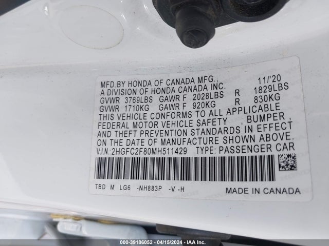 Honda Civic Sport 2021 2HGFC2F80MH511429 Image 9