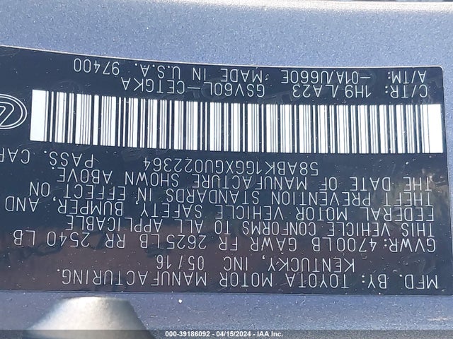 Lexus ES 350 2016 58ABK1GGXGU022364 Image 9