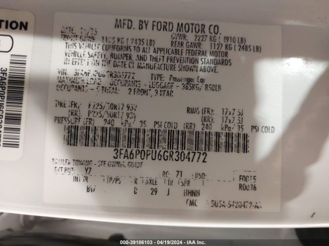 3FA6P0PU6GR304772 Ford Fusion Energi Se Luxury