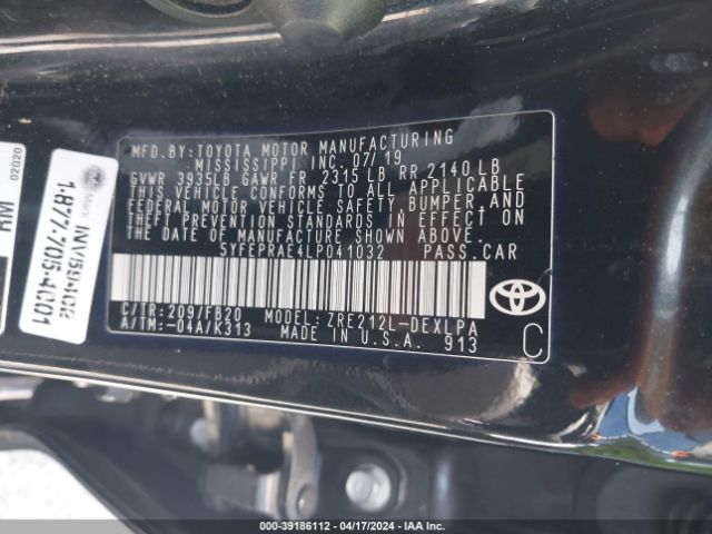 5YFEPRAE4LP041032 Toyota COROLLA LE