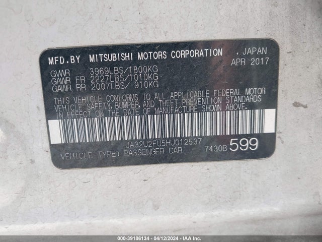 JA32U2FU5HU012537 Mitsubishi Lancer Es/le