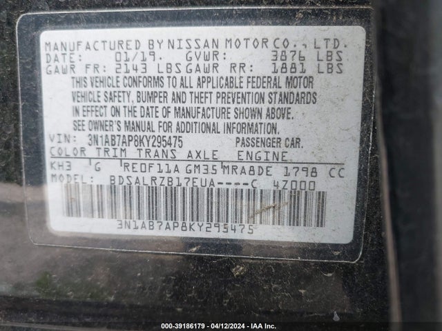 Nissan SENTRA SR 2019 3N1AB7AP8KY295475 Image 9