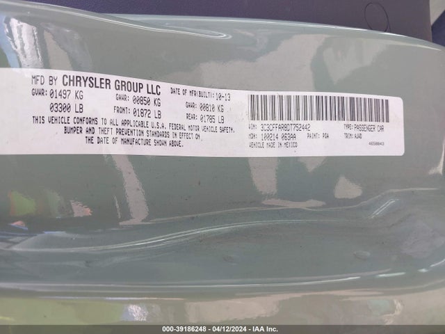 2013 FIAT 500 3C3CFFAR8DT752442 Photo 8