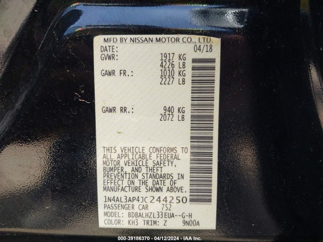 Nissan Altima 2.5 Sr 2018 1N4AL3AP4JC244250 Image 9