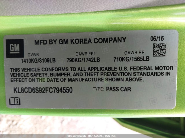 Chevrolet Spark 1lt Cvt 2015 KL8CD6S92FC794550 Image 9
