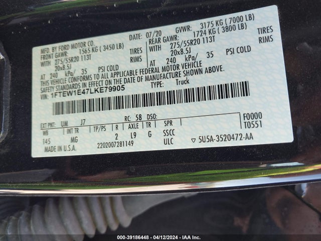 Ford F-150 Xlt 2020 1FTEW1E47LKE79905 Image 9
