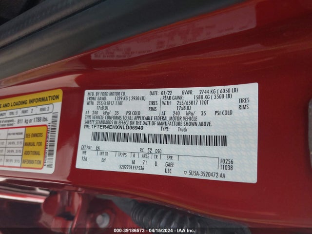 Ford RANGER XL 2022 1FTER4EHXNLD06940 Image 9