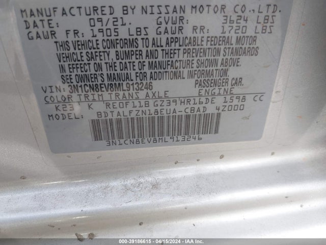 Nissan Versa Sv Xtronic Cvt 2021 3N1CN8EV8ML913246 Image 9