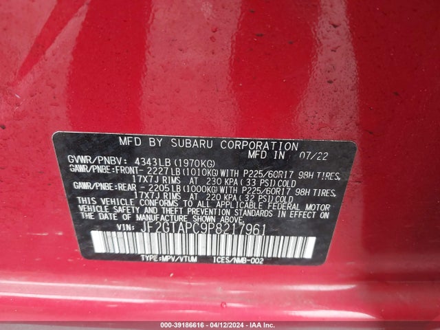 Subaru Crosstrek Premium 2023 JF2GTAPC9P8217961 Image 9