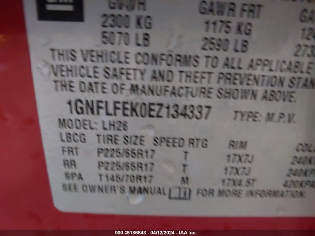 Chevrolet EQUINOX 1LT 2014 1GNFLFEK0EZ134337 Image 9