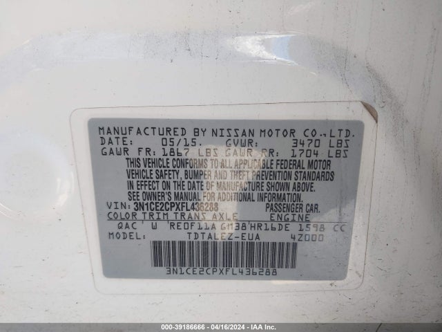 Nissan Versa Note Sl 2015 3N1CE2CPXFL436288 Image 9