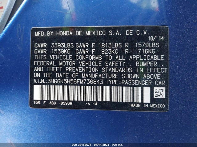 Honda FIT LX 2015 3HGGK5H56FM736843 Image 9