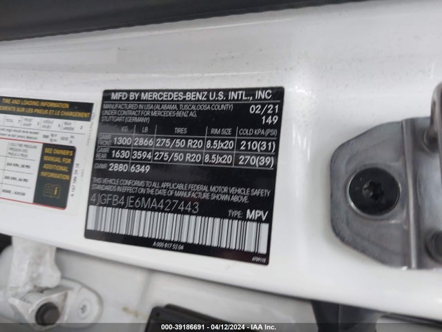 4JGFB4JE6MA427443 Mercedes-Benz GLE 350