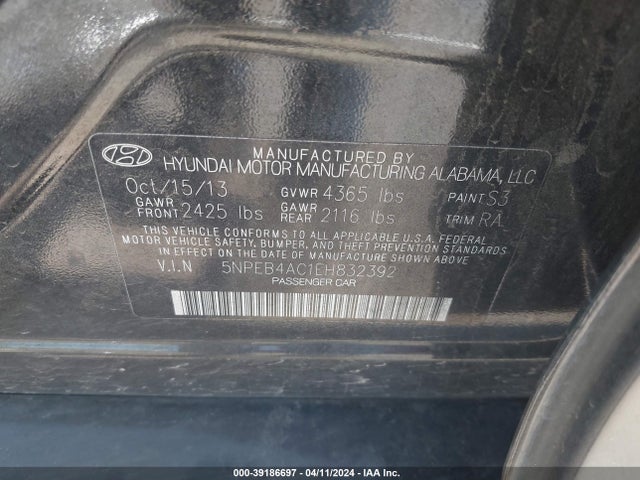 Hyundai SONATA GLS 2014 5NPEB4AC1EH832392 Image 9