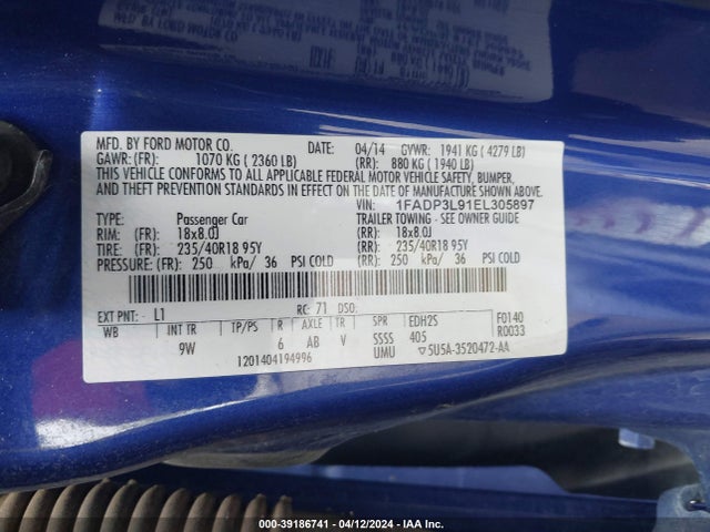Ford Focus 2014 1FADP3L91EL305897 Image 9