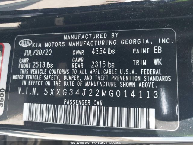 5XXG34J22MG014113 KIA K5 EX