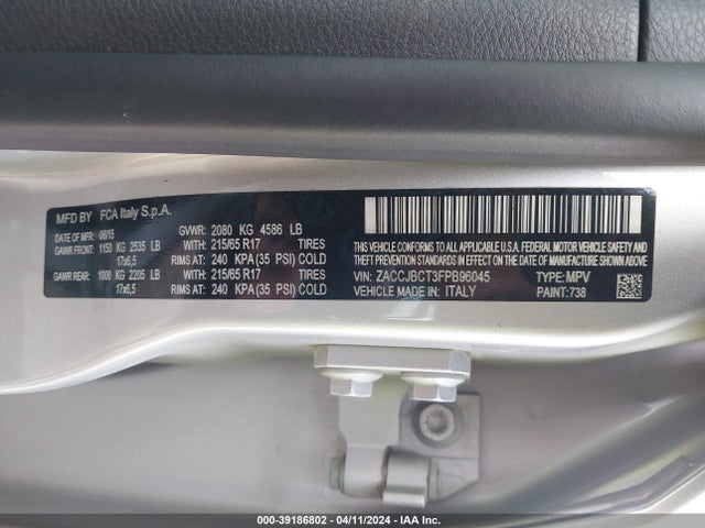 Jeep Renegade Trailhawk 2015 ZACCJBCT3FPB96045 Image 9