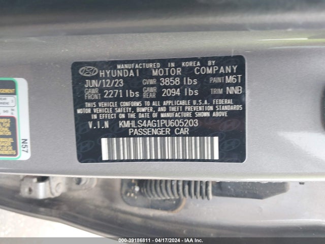 39186811 :رقم المزاد ، KMHLS4AG1PU605203 vin ، 2023 Hyundai Elantra Sel مزاد بيع