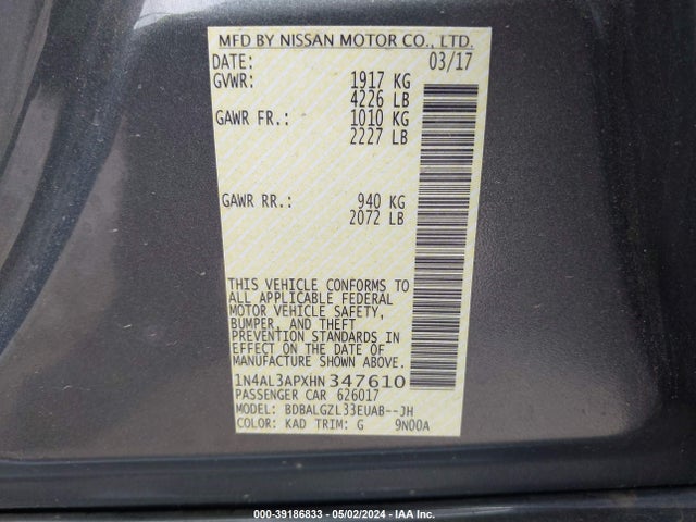 Nissan Altima 2.5 S 2017 1N4AL3APXHN347610 Image 9