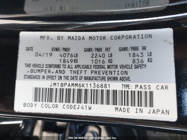 Mazda Mazda3 Preferred Package 2019 JM1BPAMM6K1136881 Image 9