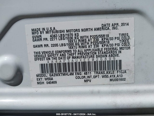 Mitsubishi Outlander Sport Es 2014 4A4AP3AUXEE026899 Image 9
