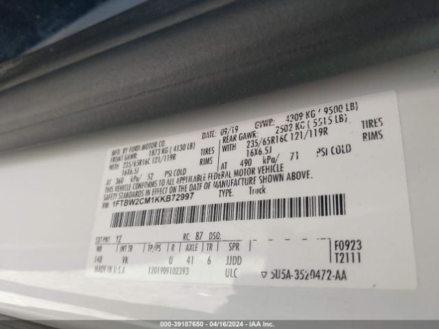 1FTBW2CM1KKB72997 Ford Transit-350