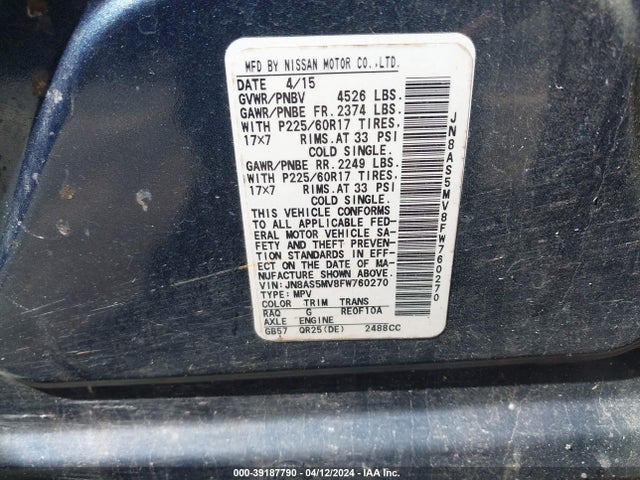 Nissan Rogue Select S 2015 JN8AS5MV8FW760270 Image 9