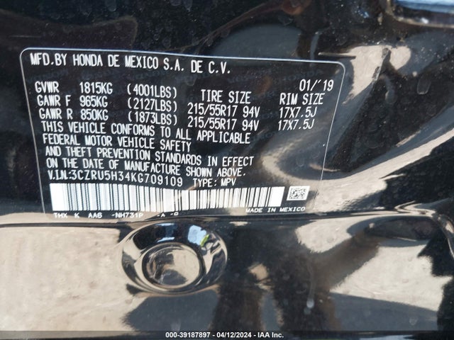Honda HR-V LX 2019 3CZRU5H34KG709109 Image 9