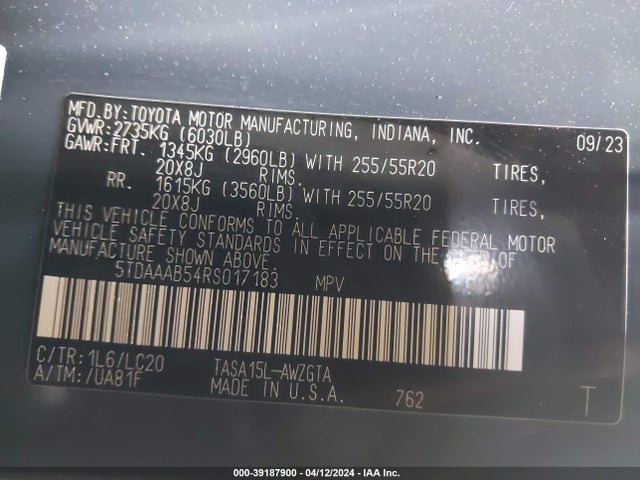 Toyota Grand Highlander Limited 2024 5TDAAAB54RS017183 Image 9