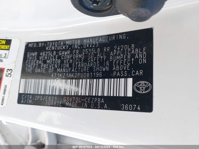 Toyota CAMRY TRD 2023 4T1KZ1AK2PU081196 Image 9