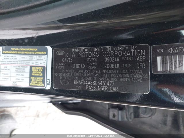 KNAFX4A88G5451477 KIA FORTE EX