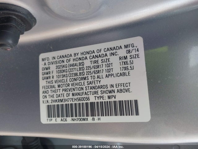 Honda Cr-v Ex-l 2014 2HKRM3H77EH560056 Image 8