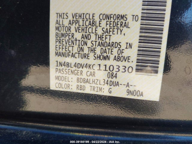 Nissan Altima 2.5 Sv 2019 1N4BL4DV4KC110330 Image 9